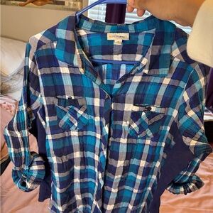Fashion Bug Blue and White Plaid Shirt